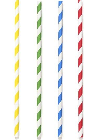 Kağıt Pipet Karışık Renkli Şeritli Sargısız 6x195 Mm 50'li Kutulu 50 Adet 50