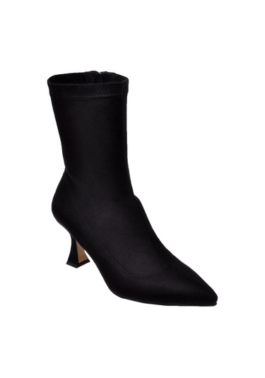 Pullman Streç İnce Topuklu Kadın Bot Pl-396 Siyah Süet Siyah Suet