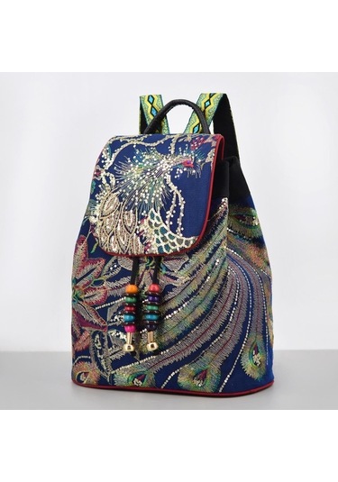 Luckydog Kadınlar İçin İşlemeli Sırt Çantası Vintage Omuz Çantası Kadın Büyük Kapasiteli Üst Saplı Postacı Çantaları Bordo Bordo