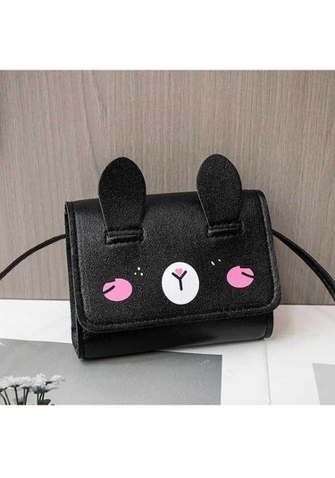 Dancemonkey Sevimli Mini Omuz Askılı Bozuk Para Kadın Kız Çocuk Çantası Güzel Mavi, Siyah Siyah