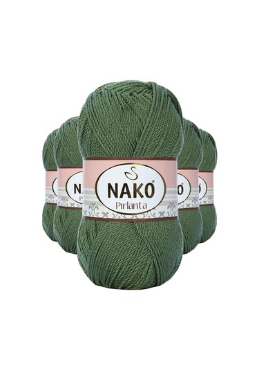 5 Adet Pırlanta Amigurumi El Örgü İpi Yünü Haki Yeşil 11253