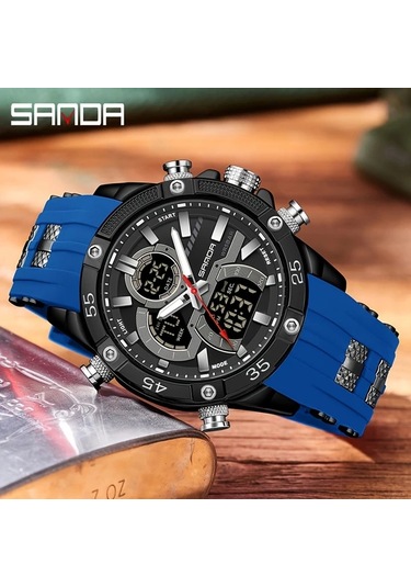 Oldfriend Sanda Erkek Spor Digital Saat Kırmızı Su Geçirmez Parlak Ekran Alarm Kronometre Diğer