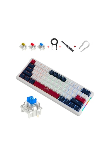 K610 Kablolu Lacivert - Beyaz Mekanik Oyuncu Klavyesi-61 Tuş Rgb-hot Swap - Mavi Switch