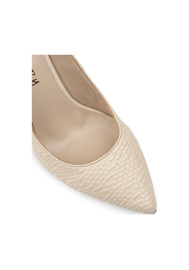 Deery Bej Rengi Hasır Desen Kadın Stiletto Bej