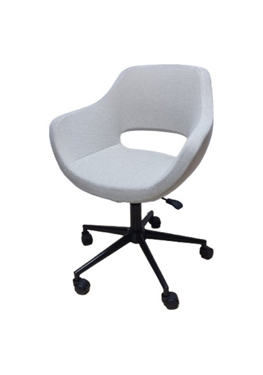 Bilgisayar Çalışma Sandalyesi Döküm Süngerli Krem Keten Kumaş