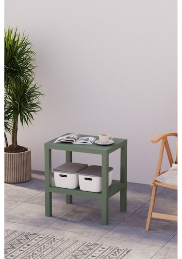 2 Katlı Dikey Raf, Plastik Sehpa, Çiçeklik, Saksılık, Banyo Mutfak Rafı, Yeşil Yeşil