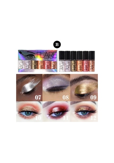 6 Adet Flaş Likit Eyeliner Kalem Dayanıklı Parlak Su Geçirmez Renkli Likit P5004z-b Dark Topaz