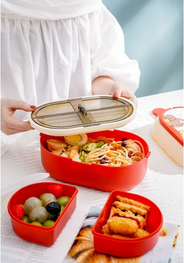 Büyük Kapasiteli Sevimli Çocuk Beslenme Çantası Çift Katmanlı-sar