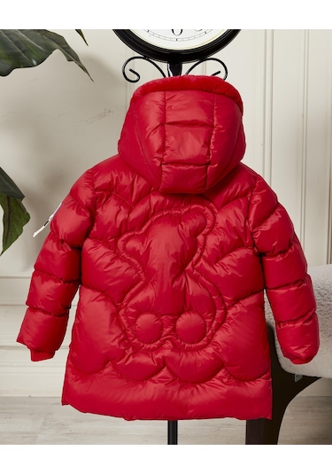 Benitto Kids Kız Bebek Kapüşonlu Fermuarlı Şişme Mont 51351 Kırmızı