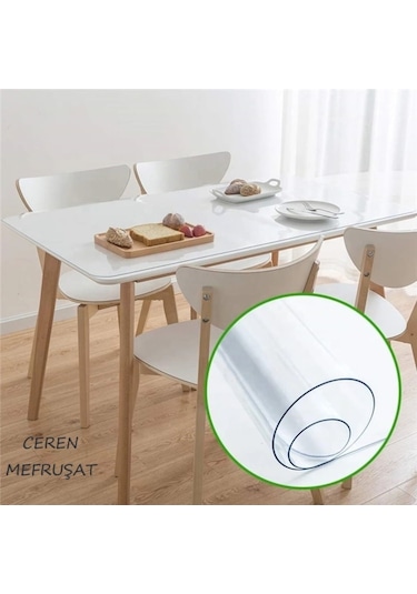 Ceren Muşamba Şeffaf 1.4 MM Kalın Pvc Kaymaz Masa Örtüsü Koruyucu