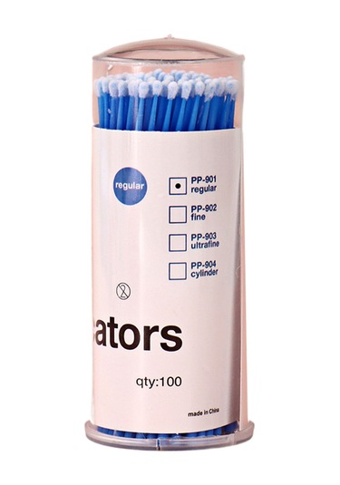 Qingmipy Mavi Kutu 100 Adet Mikro Fırça Diş Temizleme, Maskara & Göz Brows Temizlik Q-tips - Plastiği Malzeme