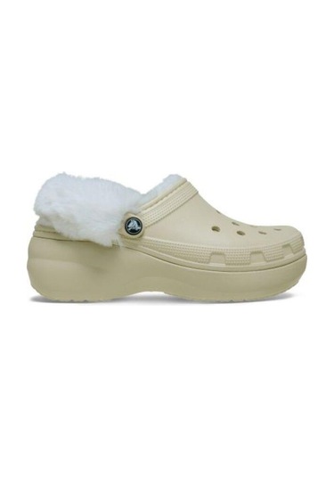 Crocs Classic Platform Fuzz Lined Clog Bone Terlik 212854 2y2 Bej
