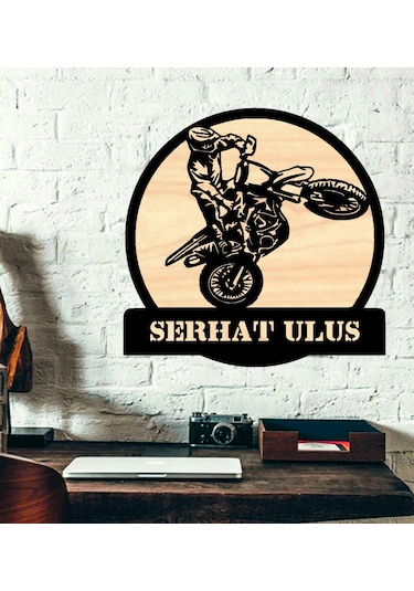 Kişiye Özel Cross Motocross Temalı Ahşap Duvar Tablo