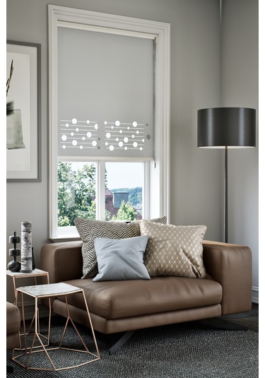 Lazer Kesim Mat Stor Perde, Lazer Kesimli Modern Serisi, M-161005 Gri Renk Gri