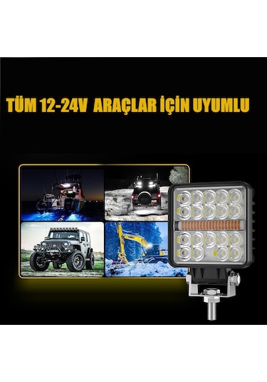 Off Road Çakarlı Drl Gündüz Led Kare Çalışma Lambası Ve Sis Farı