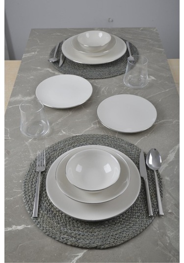 Hayal Platin Yaldız 8 Parça 2 Kişilik Porselen Yemek Seti