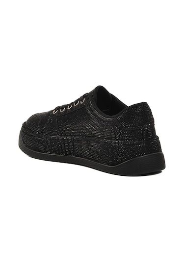 Siyah Taş İşlemeli Kadın Sneaker 25y451-10 Z Siyah