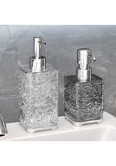 Youtek 400ml Yeşil Taşınabilir Basma Şampuan Duş Jeli El Dezenfektanı Saklama Kabı - Transparan Gri Yuvarlak Plastik Dispenser Diğer