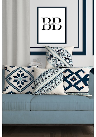 Belle Benoit Baskılı Runner & Koltuk Kırlent Kılıfı Set Desen3