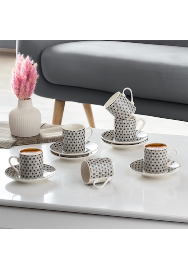 Porsima Perotti Yx02 Desenli 6 Kişilik Porselen Fincan Takımı 90c