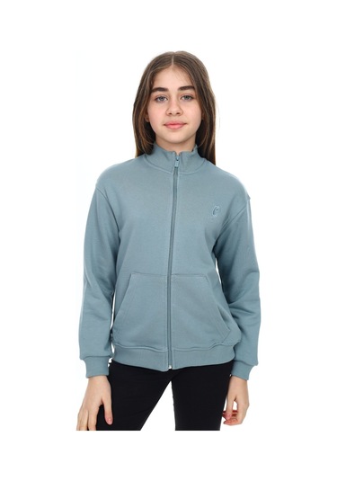 Toontoy Kız Çocuk Nakışlı Hırka Mavi