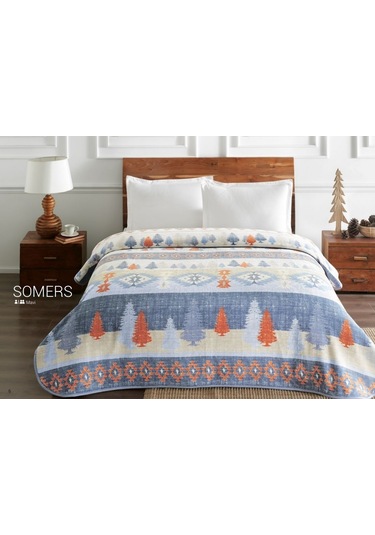 Taç Battaniye Somers Mavi Çift Kişilik Mavi