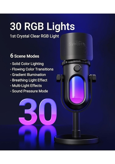 Glowmic Usb Gaming Mikrofon Rgb, Pc Ve Ps5 Uyumlu, Yayın Ve Podcast İçin