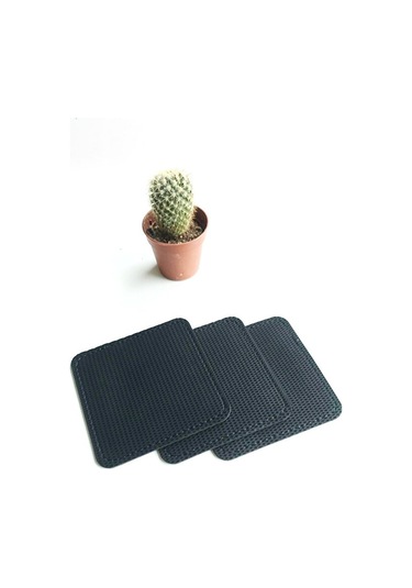 Coaster Kare Bardak Altlığı Vegan Deri Siyah