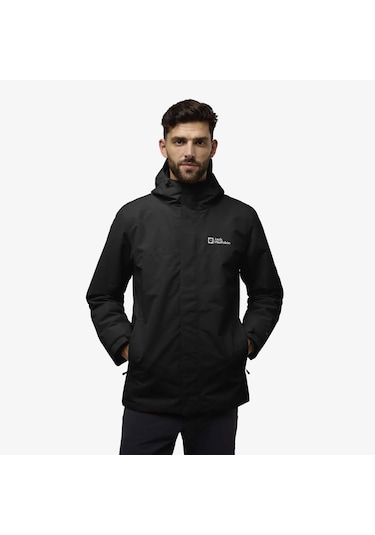 Jack Wolfskin Texapore 3in1 Erkek Siyah Ceket Düz A61864