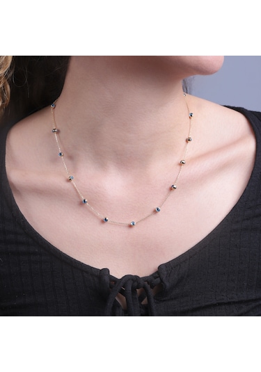 14 Ayar Sarı Altın Göz Figürlü Kolye