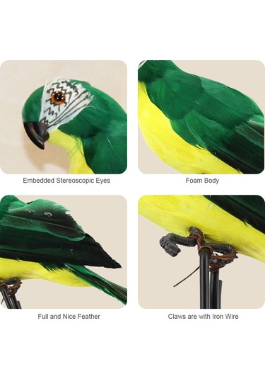 Skycity 35cm Yeşil Köpük Ve Tüy Simülasyon Papağan - Ev Dekorasyonu, Pencere Ve Bahçe Süsleme
