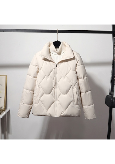 Yeni Kısa, Şık, Dik Yaka, Çok Yönlü, Sıcak, Zayıflama Kadın Pamuklu Ceket Siyah