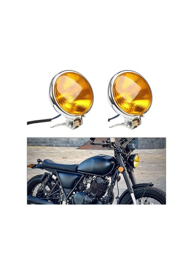 Youtek 12v 35w Metalik Klasik Motosiklet Ön Farı, 5 İnç Dairesel, Sarı Işık, Yüksek Parlaklık, Evrensel Uyumlu, Kolay Kurulum