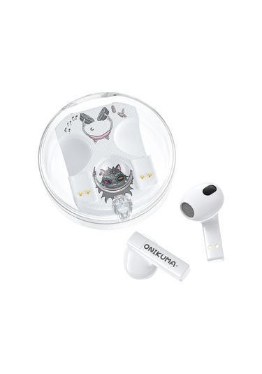 Onıkuma T301 Şeffaf Karikatür Kablosuz Bluetooth Kulaklık Beyaz