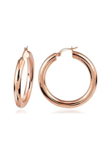 Halka Gümüş Küpe Rose Büyük Boy  Kalın