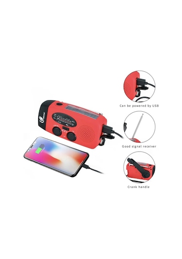 Greatone Mobil Radyo Powerbank Fener Kırmızı