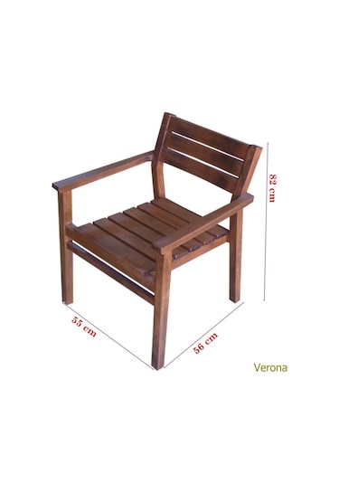 Motoryagmarket Verona Ahşap Bahçe, Balkon Sandalye Koltuk -Iç Içe Geçmeli Ceviz
