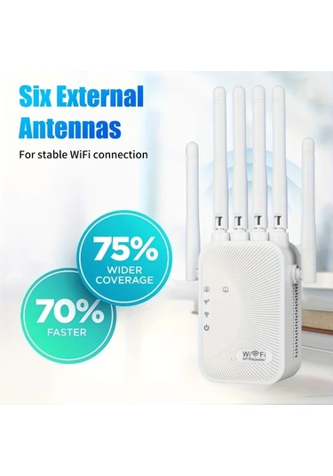 Xuweiwei Beyaz 1200mbps Wifi Tekrarlayıcı Çift Bantlı Ev Ofis Sinyal Güçlendirici 2.4g 5ghz