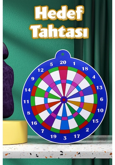 Mıknatıslı Dart Seti Mini Boy Dart Oyunu Duvara Zarar Vermeyen İğnesiz Dart Atma 3 Oklu Çap: 28 Cm