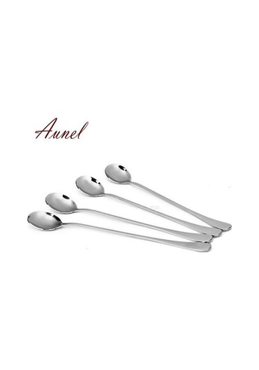 Fantastik Ev Mutfak Aracı 4 Adet Uzun Yuvarlak Paslanmaz Çelik Kahve Ballı Dondurma Kaşıkları