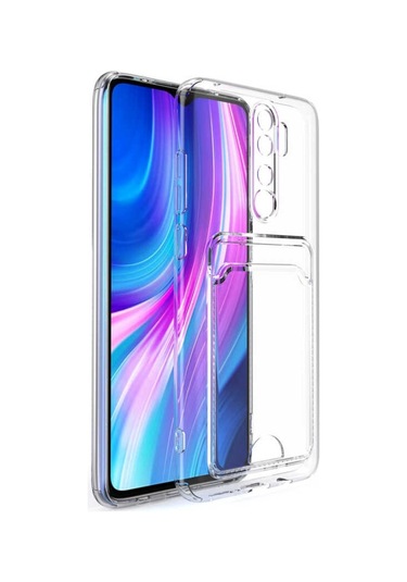 Xiaomi Redmi Note 8 Pro Kılıf Kartlıklı Şeffaf Zore Setra Clear S Renksiz