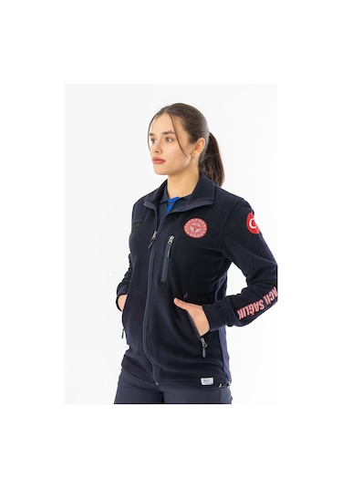 112 Acil Tıp Teknisyeni Fermuarlı Polar Ceket Unisex Att006 Lacivert
