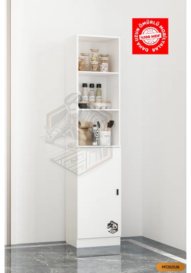 Mdf Tek Kapaklı Ve Açık Raflı Çok Amaçlı Mutfak Dolabı/kavanozluk