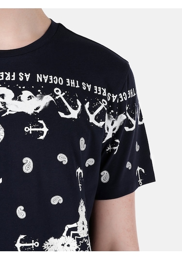 Colins Lacivertvert Erkek Tshirt K.Kol Cl1067707 Q1.V2 Nav Lacivert