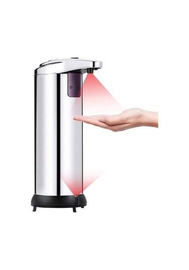 Pazly 250ml Paslanmaz Çelik Temassız Sıvı Sabun Dispanseri Ir Sensörlü Otomatik - Mu Gümüş Gümüş