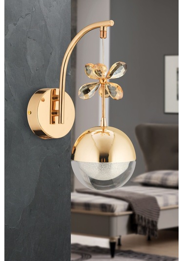 Küre Gold Ledli Aplik Salon Mutfak Oda Oturma Odası Hol Ledli Aplik Sb-ld-707 Gold
