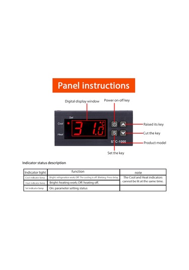 Dianziye Stc-1000 Dijital Sıcaklık Kontrol Cihazı 12v - Isıtma/soğutma Otomatik Dönüşüm, Sıcaklık Ayarı, Gecikme Ve Hata Alarmı - Akvaryum, Yumurta İnkübasyonu, Deniz Ürünleri Makinesi İçin