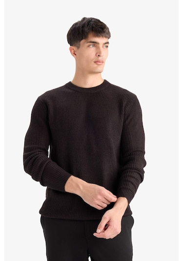 Defacto Standart Fit Bisiklet Yaka Triko Kazak C8814ax25wnbn497 Kahve