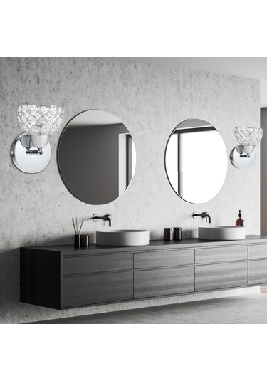 Hangfox Modern Gümüş Kristal Duvar Lambası - E26 Soketli, 110v-130v, Metal Ve Kristal Malzeme, Montaj Aksesuarları Dahil Gümüş