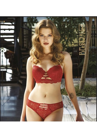 Detaylı,destekli Sütyen Külot Takım Kırmızı